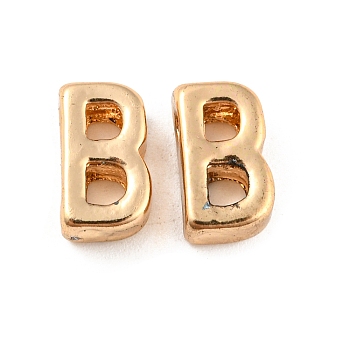 Golden Plated Alloy Beads, Initial Letter, Letter.B, 10x3mm, Hole: 1.8mm