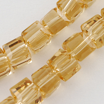 Glass Bead Strands, Faceted, Cube, Sandy Brown, 4~5x4~5x4~5mm, Hole: 1mm, 98~100pcs/strand, 40~43cm