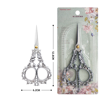 Stainless Steel Scissors, Embroidery Scissors, Sewing Scissors, with Zinc Alloy Handle, Stainless Steel Color, 128x62mm
