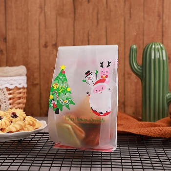 Plastic Bag, Treat Bag, Christmas Theme, Bakeware Accessoires, for Mini Cake, Cupcake, Cookie Packing, Excluding Stickers, Christmas Tree Pattern, 85x60x220mm, 50pcs/bag
