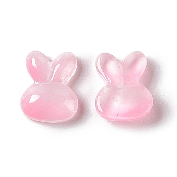 Electroplated Glass Cabochons, Rabbit, Pink, 10x8x3mm