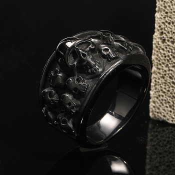Titanium Steel Finger Rings, Skull, Gunmetal, US Size 10(19.8mm)
