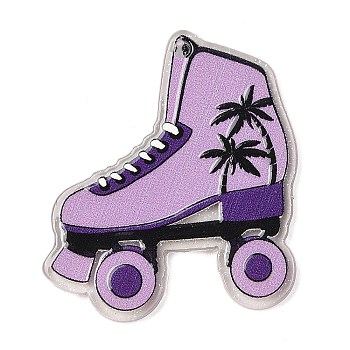 Double-Sided Printed Acrylic Pendants, Ski Boot, 39.5x36x2.5mm, Hole: 2mm