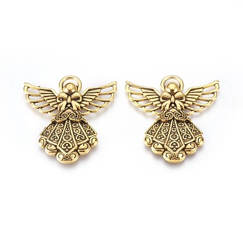 Alloy Pendants, Cadmium Free and Lead Free, Angel, Antique Golden, 43x37x4mm, Hole: 5mm