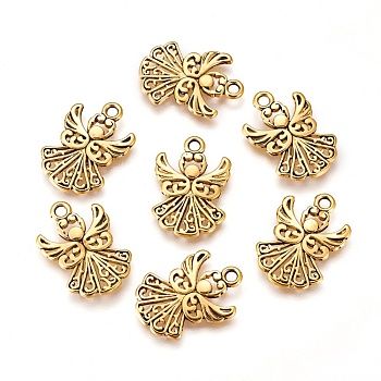 Tibetan Style Alloy Pendants, Cadmium Free & Nickel Free & Lead Free, Angel, Antique Golden, 20x14x1mm, Hole : 1.5mm