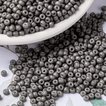 MIYUKI Round Rocailles Beads, Japanese Seed Beads, 8/0, (RR2317) Matte Opaque Gray, 3mm, Hole: 1mm, about 422~455pcs/10g