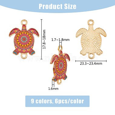 DICOSMETIC 54Pcs 9 Colors Printed Alloy Connector Charms(ENAM-DC0001-42)-2