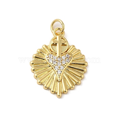 Real 18K Gold Plated Gold Heart Brass+Cubic Zirconia Pendants