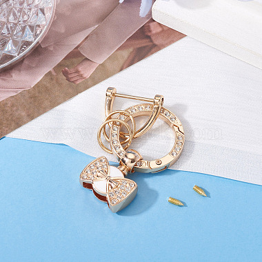 1Pc DIY Alloy Rhinestone Spring Gate Rings Keychains(FIND-TA0008-54B-G)-4