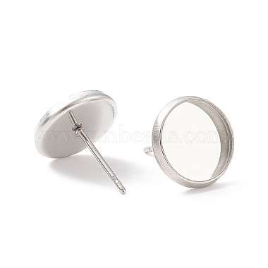 304 Stainless Steel Flat Round Stud Earring Settings(STAS-I017-02)-2