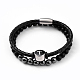 Unisex Leather Cord Bracelet and Stretch Bracelet Jewelry Sets(BJEW-JB04786-03)-1