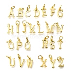 26Pcs Brass Charms, Cadmium Free & Nickel Free & Lead Free, Letter A~Z, with Jump Ring, Real 18K Gold Plated, 13~14x3~7.5x1.5mm, Hole: 2.5mm(KK-R218-08G)