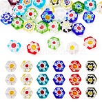 Handmade Millefiori Lampwork Beads Strands, Hexagon, Colorful, 8~9x8~9x3mm, Hole: 0.8mm, 30pcs(LAMP-TADJ0001-02A)