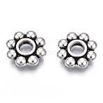 Tibetan Style Alloy Daisy Spacer Beads, Cadmium Free & Lead Free, Flower, Antique Silver, 10x2mm, Hole: 2.5mm, about 1900pcs/1000g(TIBEB-N005-077C-01)