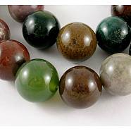 Natural Indian Agate Beads Strands, Round, 10mm, Hole: 1mm, about 19pcs/strand, 7.6 inch(X-G-G515-10mm-05)