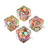 Transparent Acrylic Pendants, with Polymer Clay, Cube, Mixed Color, 18x18x16mm(TACR-N006-68)