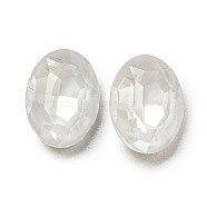 Glass Rhinestone Cabochons, Point Back & Back Plated, Faceted, Oval, Crystal, 8x6x3mm(RGLA-G021-02B-001DE)