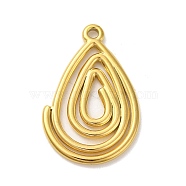 Ion Plating(IP) 304 Stainless Steel Pendants, Teardrop Charm, Real 18K Gold Plated, 28.5x18.5x1.5mm, Hole: 1.6mm(STAS-C104-29G)