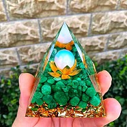 Orgonite Pyramid Resin Energy Generators, Reiki Natural Jade Chips Inside for Home Office Desk Decoration, Gold, 60x60x60mm(PW23042593454)
