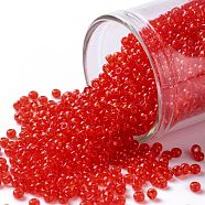 TOHO Round Seed Beads, Japanese Seed Beads, (5) Transparent Light Siam Ruby, 11/0, 2.2mm, Hole: 0.8mm, about 5555pcs/50g(SEED-XTR11-0005)