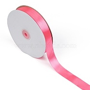 Single Face Solid Color Satin Ribbon, for Bows Crafts, Gifts Party Wedding Decoration, Hot Pink, 1 inch(25~26mm), about 100yards/roll(91.44m/roll)(SRIB-S052-25mm-005)