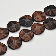 Wave Flat Round Natural Mahogany Obsidian Beads Strands, 30x6mm, Hole: 1mm, about 13pcs/strand, 16.1 inch(G-N0153-03)