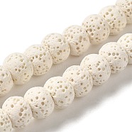 Natural Lava Rock Dyed Beads Strands, Rondelle, Floral White, 8x5~6mm, Hole: 1.6mm, about 65~66pcs/strand, 15.75''(40~40.5cm)(G-Z036-B01-04)