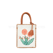 DIY Flower Pattern Tote Bag Making Kits, Including PU Fabric, Bag Handles, Zipper, Ring, Needle and Wire, Snow, 22.5x18x8.5cm(PURS-PW0010-48E)