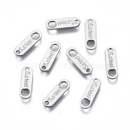 201 Stainless Steel Chain Tags, Stamping Blank Tag, Chain Extender Connectors, Oval with Word S.Steel, Stainless Steel Color, 11x3.5x0.5mm, Hole: 1.2mm & 2mm(STAS-N095-027)