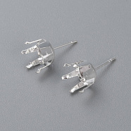 304 Stainless Steel Stud Earring Findings, Prong Settings, Silver, 18x10mm, Pin: 0.8mm(STAS-D448-087S-10mm)