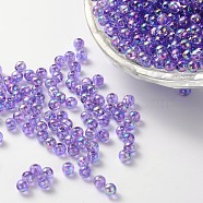 Eco-Friendly Transparent Acrylic Beads, Round, AB Color, Medium Orchid, 8mm, Hole: 1.5mm, about 2000pcs/500g(PL734-13)