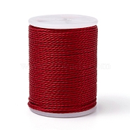 Round Waxed Polyester Cord, Taiwan Waxed Cord, Twisted Cord, FireBrick, 1mm, about 12.02 yards(11m)/roll(YC-G006-01-1.0mm-32)