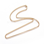 Unisex 304 Stainless Steel Box Chain Necklaces, with Lobster Claw Clasps, Golden, 19.7 inch(50cm)(STAS-D0002-35G)