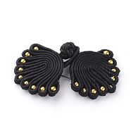 Handmade Chinese Frogs Knots Buttons Sets, Polyester Button, Black, 58~65x29~32x3~4mm(X-BUTT-S020-06A)