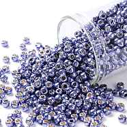 TOHO Round Seed Beads, Japanese Seed Beads, (PF567) PermaFinish Purple Metallic, 8/0, 3mm, Hole: 1mm, about 222pcs/bottle, 10g/bottle(SEED-JPTR08-PF0567)