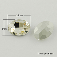 Glass Pointed Back Rhinestone, Back Plated, Faceted, Oval, Clear, 18x25x6mm(RGLA-Q011-18x25mm-3)