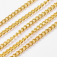 Unwelded Iron Twisted Chains, Curb Chains, with Spool, Golden, 3.3x2.1x0.6mm(X-CH-R078-09G)