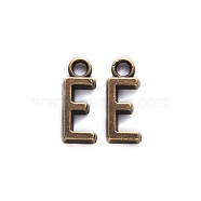 Tibetan Style Alloy Pendants, Cadmium Free & Nickel Free & Lead Free, Letter.E, E: 15.5x6x2mm, Hole: 2mm, about 1538pcs/1000g(TIBE-S108-108E-AB-NR)