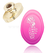 Wax Seal Brass Stamp Head, for Wax Seal Stamp, Oval, Rose Pattern, 3x2x1.45cm(AJEW-WH0213-058)