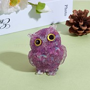 Crystal Owl Figurine Collectible, Crystal Owl Glass Figurine, Crystal Owl Figurine Ornament, for Home Office Decor Gifts Owl Lovers, Purple, 60x51x43mm(JX545H)
