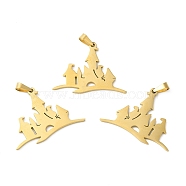 Ion Plating(IP) 304 Stainless Steel Pendants, Castle Charm, Golden, 24.5x32.5x1.5mm, Hole: 6.5x3.5mm(STAS-R122-13G)