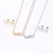304 Stainless Steel Jewelry Sets, Stud Earrings and Pendant Necklaces, Star, Mixed Color, 18.9 inch(48cm), Stud Earrings: 13x6x1.2mm, Pin: 0.8mm(SJEW-O090-16)