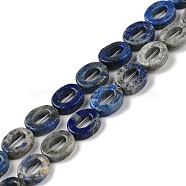 Natural Lapis Lazuli Beads Strands, Hollow Flat Oval, Number Zero Beads, 12x10x3.5~4mm, Hole: 1.2mm, about 20pcs/strand, 9.61''(24.4cm)(G-M439-A12-01)