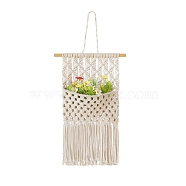 Bohemian Macrame Woven Cotton Magazine Holder, Wall Hanging Tassel Magazine Storage for Home Bedroom Decoration, Beige, 670x260mm(PW-WG27705-03)