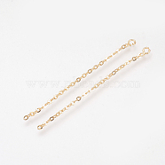 Brass Chain Extender, Nickel Free, Real 18K Gold Plated, 42x3mm, Hole: 1.5mm(X-KK-Q735-159G)