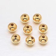 Brass Round Spacer Beads, Lead Free & Cadmium Free & Nickel Free, Real 18K Gold Plated, 4mm, Hole: 1.5mm(KK-TAG0001-04)