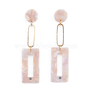 Cellulose Acetate(Resin) Stud Earrings, with Brass Findings, Pink, 64mm, Pin: 0.6mm(EJEW-JE03429-02)