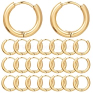 12Pairs 304 Stainless Steel Huggie Hoop Earrings, Hypoallergenic Earrings, Ring, Real 18K Gold Plated, 10 Gauge, 14.5x14x2.5mm, Pin: 1mm(EJEW-SC0001-24)