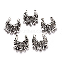 Tibetan Style Alloy Chandelier Components Links, Moon, Antique Silver, 27x31x4mm, Hole: 1.5mm(PALLOY-TAC0004-03AS)