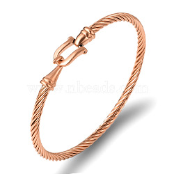 Unisex Stainless Steel Wire Rope Bangles with Hook Clasps, Rose Gold, show in picture(JH3580-3)